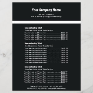 Black White Simple Border Price List 3 Flyer