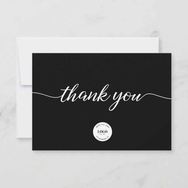 Black White Simple business Customer Appreciation  Thank You Card (Front)