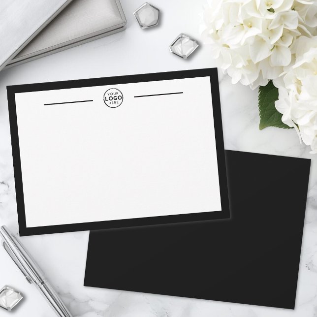 Black White Simple Business Logo Note Card (Black White Simple Business Logo Note Card)