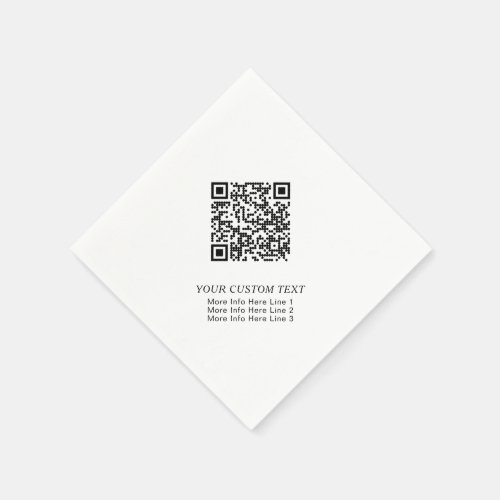 Black  White Simple Business QR Code Promotional Napkins