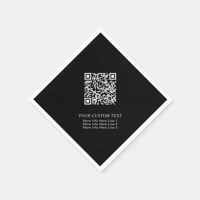 Black & White Simple Business QR Code Promotional Napkins | Zazzle