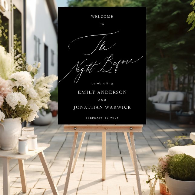 Black & White Simple Calligraphy Rehearsal Dinner Poster (Creator Uploaded)