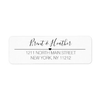 Black White Simple Cursive Text and Heart Label