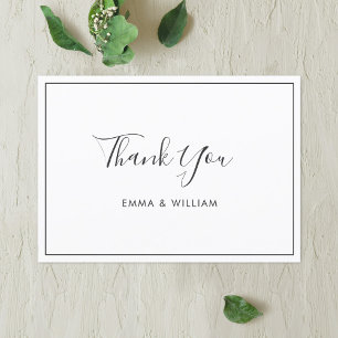 Black & White Simple Custom Thank You Flat Card