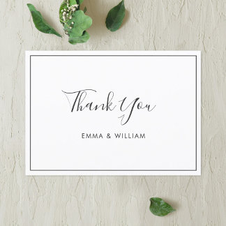 Black & White Simple Custom Thank You Flat Card