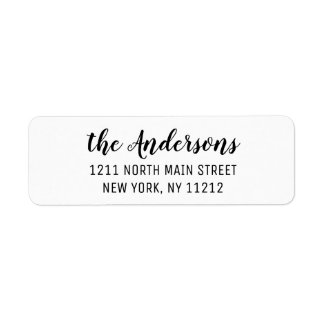 Black White Simple Elegant Cursive Script Label