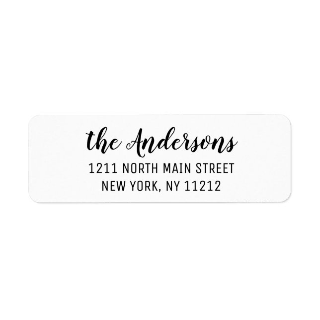 Black White Simple Elegant Cursive Script Label (Front)