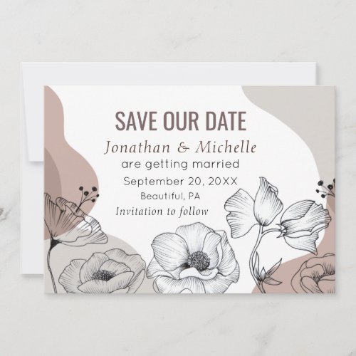 Black White Simple Floral Inspirational Wedding Save The Date