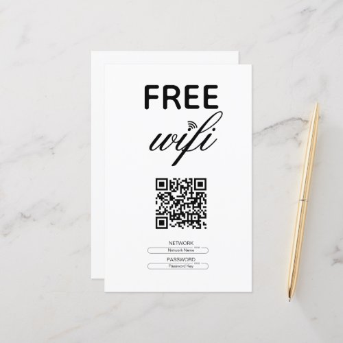 Black White Simple Free Wi_Fi QR Code Place