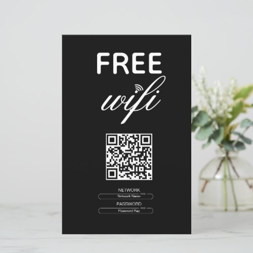Black White Simple Free Wi_Fi QR Code Place