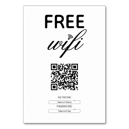 Black White Simple Free Wi_Fi QR Code Place Table Number