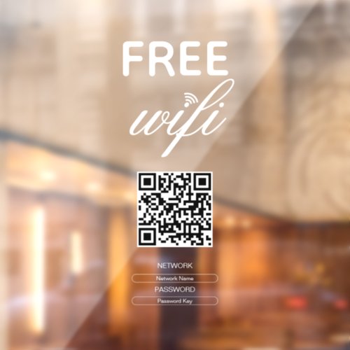Black White Simple Free Wi_Fi QR Code Place  Window Cling