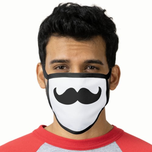 Black White Simple Funny Mustache Safety Face Mask