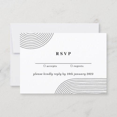 Black White Simple Line Art Kindly Reply Wedding Invitation