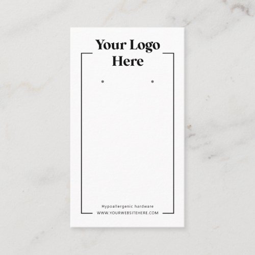 Black White Simple Logo Earring Backer Card 