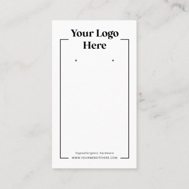 Black White Simple Logo Earring Backer Card  (Front)