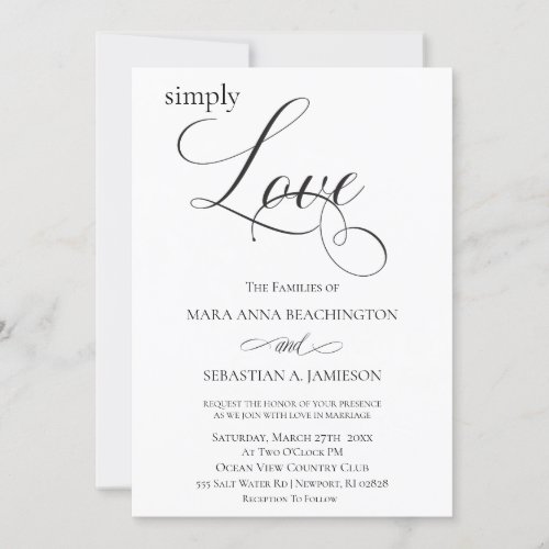  Black White Simple Minimal Modern Wedding Invitation