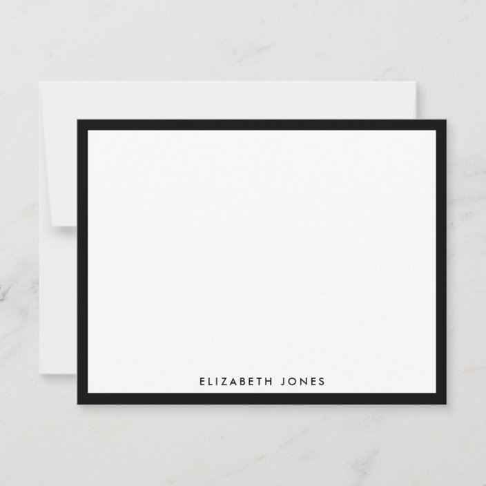 Black White Simple Modern Chic Classic Minimalist Note Card