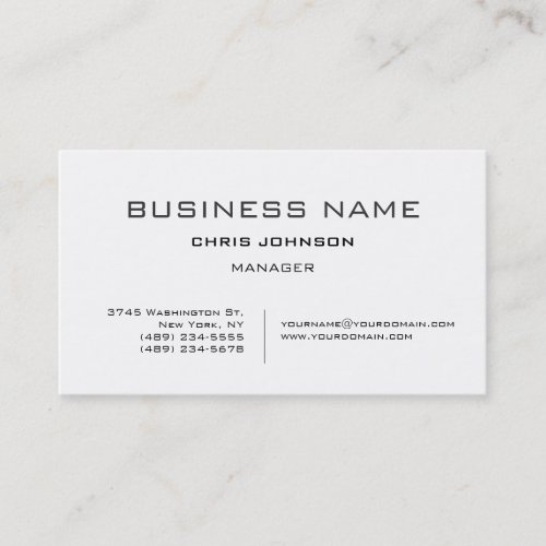Black  White Simple Modern Manager Business Card