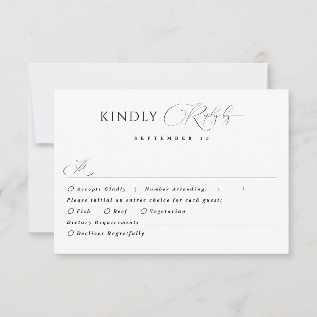 Black & White Simple Modern Minimalist Classic RSVP Card (Front)