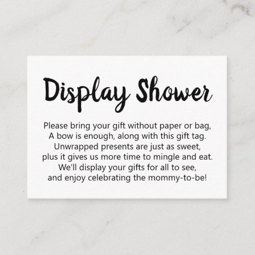 Black  White Simple No Wrap Display Baby Shower Enclosure Card