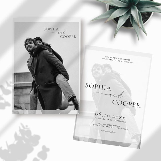 Black & White Simple Overlay Photo Wedding  Invitation (Creator Uploaded)