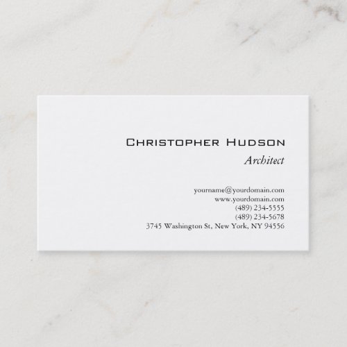 Black White Simple Plain Architect Business Card