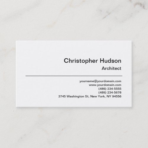 Black White Simple Plain Architect Business Card