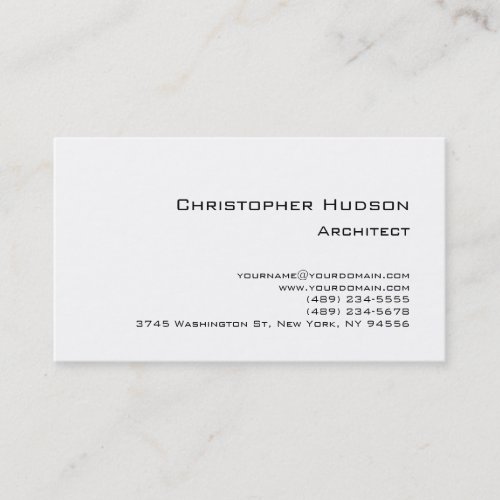 Black White Simple Plain Architect Business Card