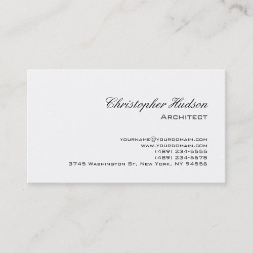 Black White Simple Plain Architect Business Card