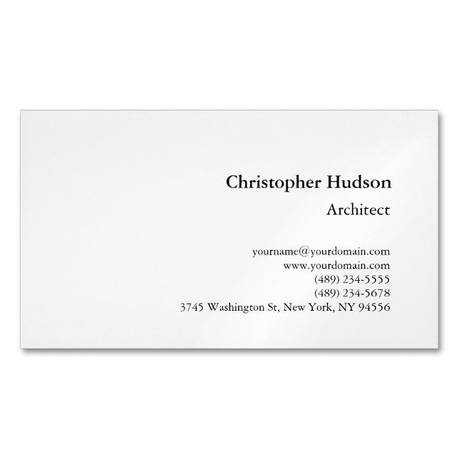 Black White Simple Plain Architect Business Card (Front)