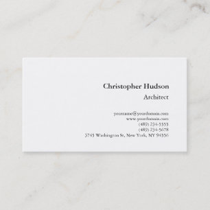 Black White Simple Plain Architect Business Card