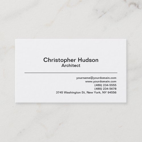 Black White Simple Plain Architect Business Card