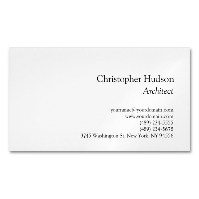 Black White Simple Plain Architect Business Card (Front)
