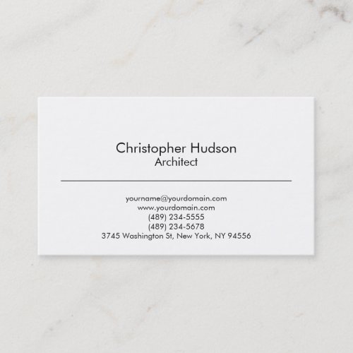 Black White Simple Plain Architect Business Card