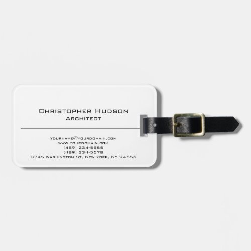 Black White Simple Plain Architect Luggage Tag