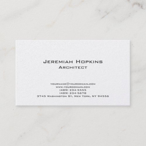 Black White Simple Plain Architect Premium Pearl Business Card