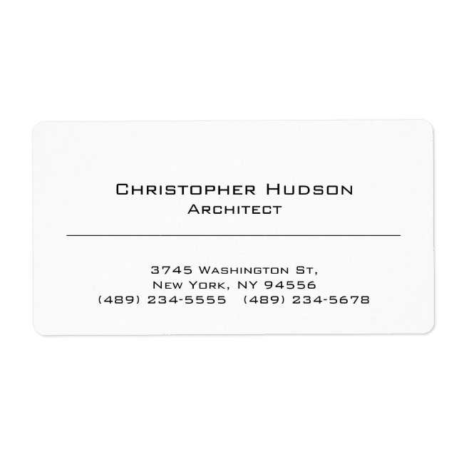 Black White Simple Plain Label (Front)