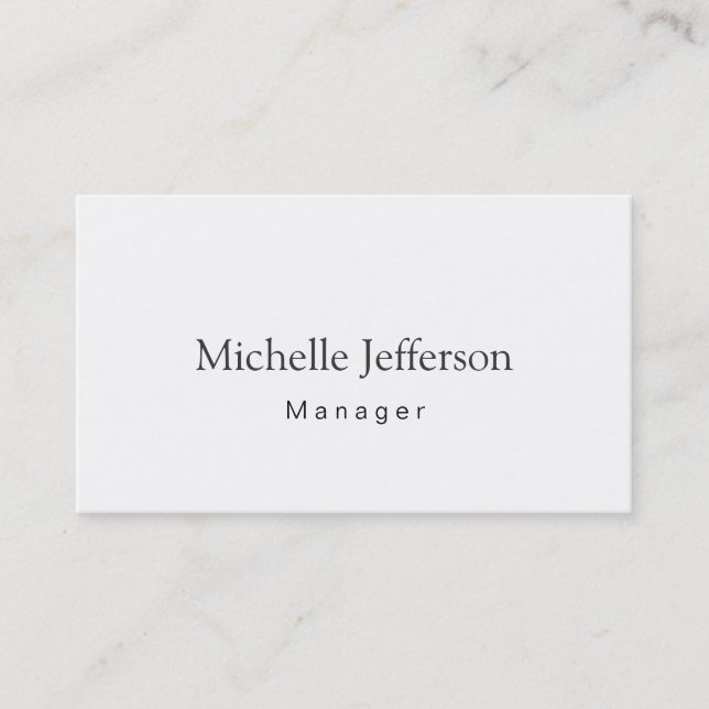 Black & White Simple Plain Manager Business Card (Front)