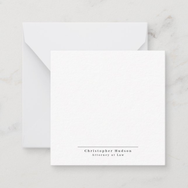 Black White Simple Plain Minimalist Note Card (Front)