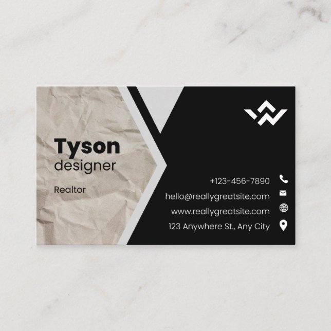 Black White Simple Real Estate Listing Business Ca Business Card (Front)