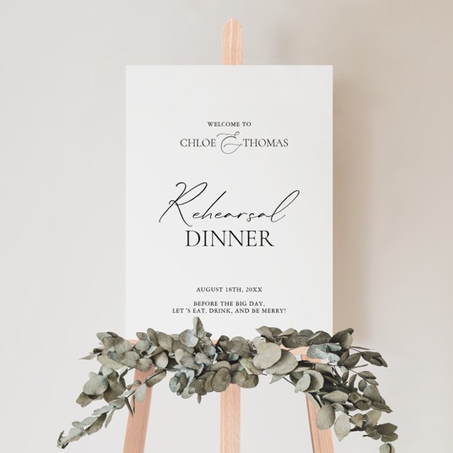 Black & White Simple Rehearsal Dinner Welcome Sign (Black & White Simple Rehearsal Dinner Welcome Sign)