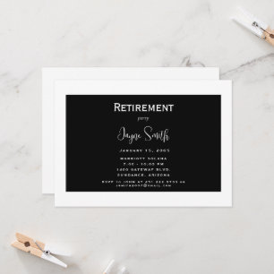 Black & White Simple Retirement Party Invitation