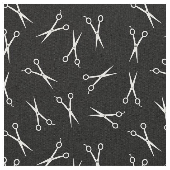 Black White Simple Scissor Pattern Fabric (Close Up)
