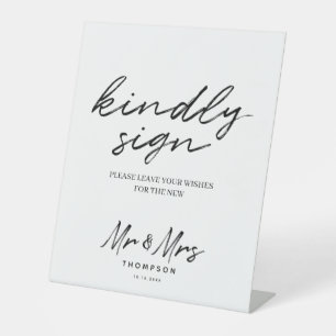 Black White Simple Script Wedding Guest Book Sign