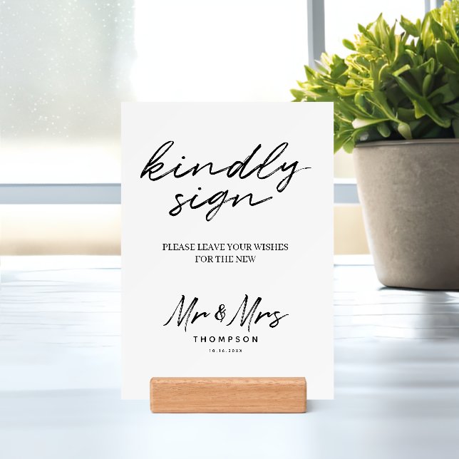 Black White Simple Script  Wedding Guest Book Sign Holder (Insitu 1)