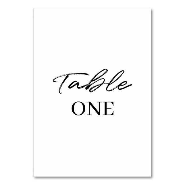 Black White Simple Script Wedding   Table Number (Front)