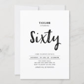 Black & White Simple Sixty 60th Birthday Party Invitation (Front)