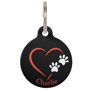 Black & White Simple Stylish Round Personalized Pet ID Tag