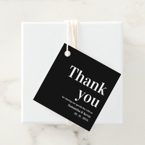 Black White Simple Thank you Message Wedding Party Favor Tags